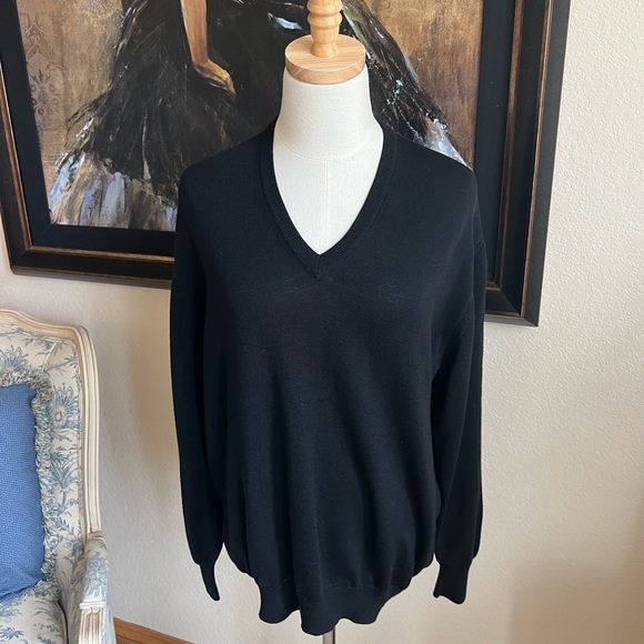 Imported from Italy Gran Sasso Black Wool Sweater Size M - Picture 3 of 5